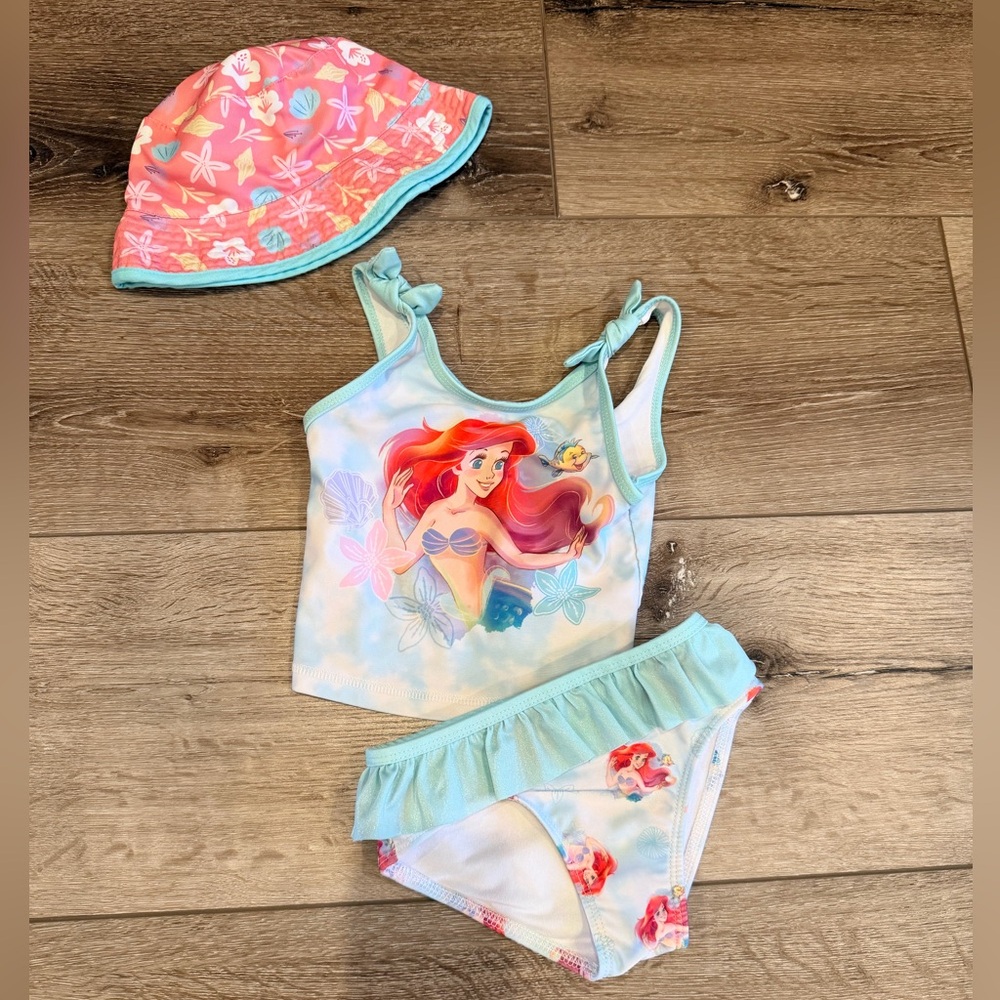 Ariel Themed Swimsuit Set with Hat size 4t